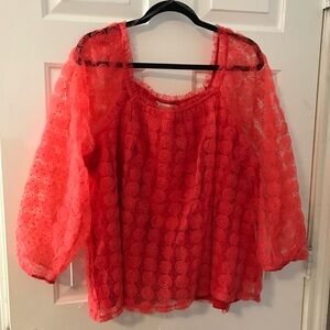 Cato Red Ruffled Oversized Blouse